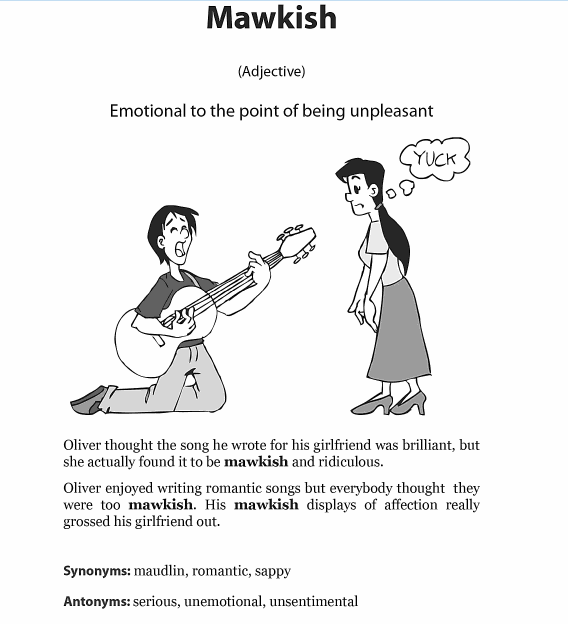 SAT Vocabulary Word Mawkish